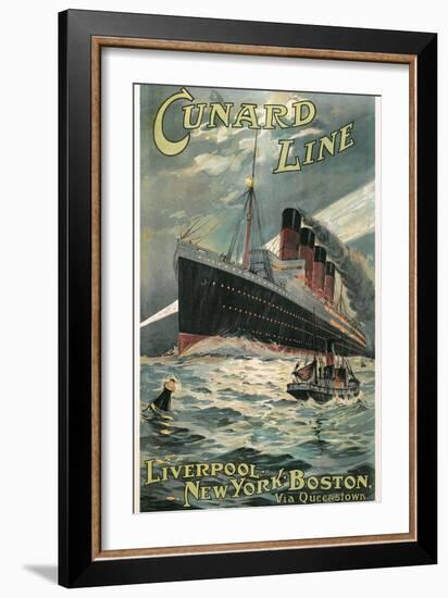 Vintage Travel Poster for Cunard Lines-null-Framed Art Print