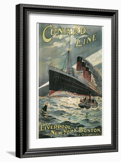 Vintage Travel Poster for Cunard Lines-null-Framed Art Print