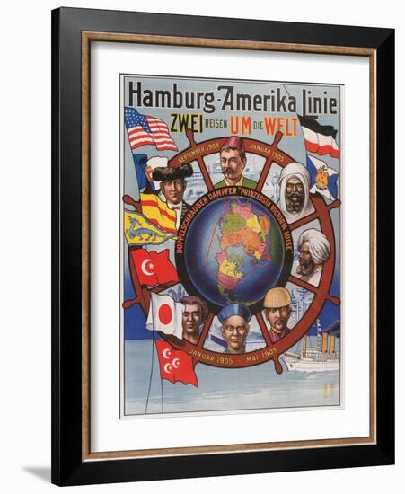 Vintage Travel Poster for Hamburg-America Line-null-Framed Art Print