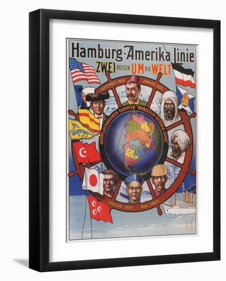 Vintage Travel Poster for Hamburg-America Line-null-Framed Art Print