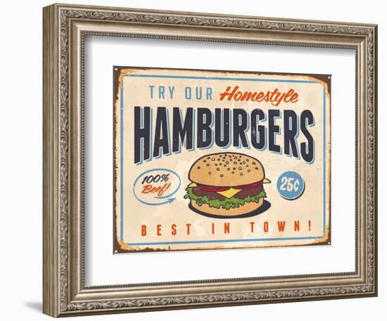 Vintage Try Our Homestyle Hamburgers-Real Callahan-Framed Art Print