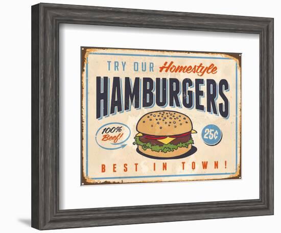 Vintage Try Our Homestyle Hamburgers-Real Callahan-Framed Art Print