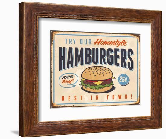 Vintage Try Our Homestyle Hamburgers-Real Callahan-Framed Art Print