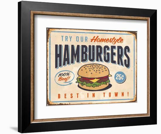 Vintage Try Our Homestyle Hamburgers-Real Callahan-Framed Art Print