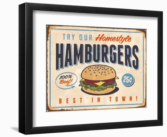 Vintage Try Our Homestyle Hamburgers-Real Callahan-Framed Art Print