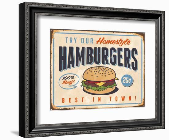 Vintage Try Our Homestyle Hamburgers-Real Callahan-Framed Art Print