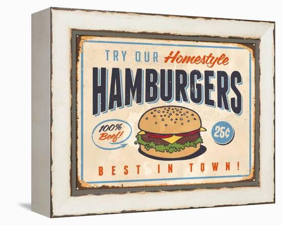 Vintage Try Our Homestyle Hamburgers-Real Callahan-Framed Stretched Canvas