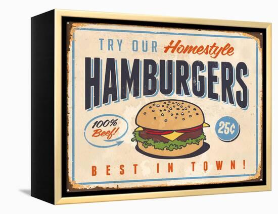 Vintage Try Our Homestyle Hamburgers-Real Callahan-Framed Stretched Canvas