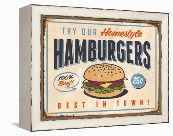 Vintage Try Our Homestyle Hamburgers-Real Callahan-Framed Stretched Canvas