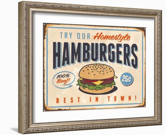 Vintage Try Our Homestyle Hamburgers-Real Callahan-Framed Art Print