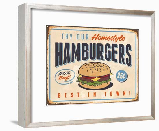 Vintage Try Our Homestyle Hamburgers-Real Callahan-Framed Art Print