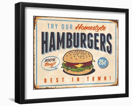 Vintage Try Our Homestyle Hamburgers-Real Callahan-Framed Art Print
