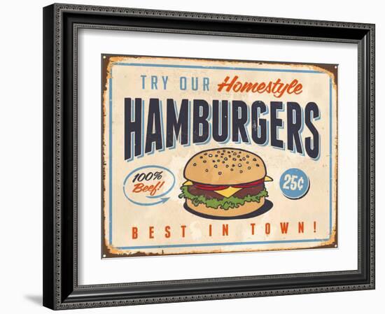 Vintage Try Our Homestyle Hamburgers-Real Callahan-Framed Art Print