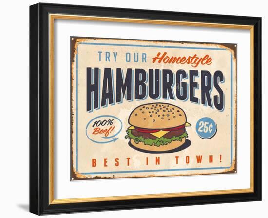 Vintage Try Our Homestyle Hamburgers-Real Callahan-Framed Art Print