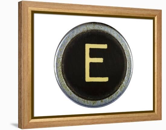 Vintage Typewriter Letter E Isolated On White-Steve Collender-Framed Stretched Canvas