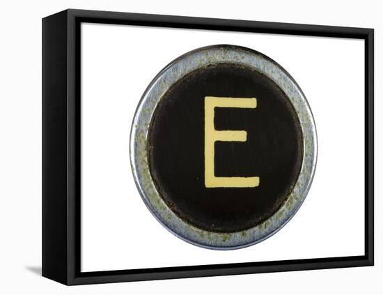 Vintage Typewriter Letter E Isolated On White-Steve Collender-Framed Stretched Canvas