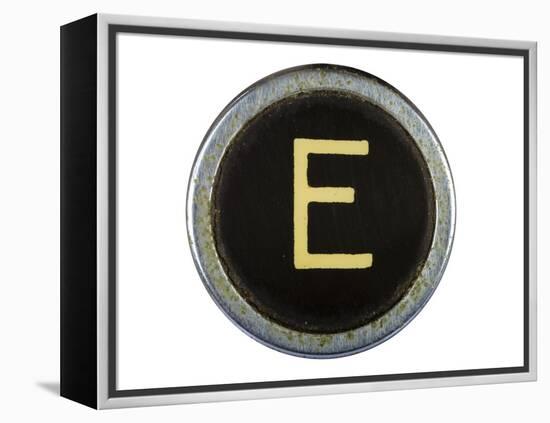 Vintage Typewriter Letter E Isolated On White-Steve Collender-Framed Stretched Canvas