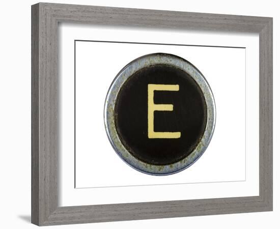 Vintage Typewriter Letter E Isolated On White-Steve Collender-Framed Art Print