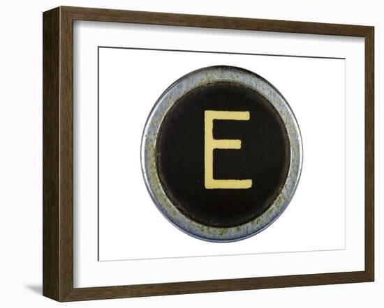 Vintage Typewriter Letter E Isolated On White-Steve Collender-Framed Art Print