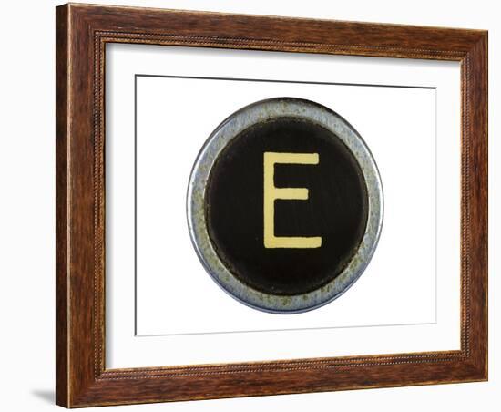 Vintage Typewriter Letter E Isolated On White-Steve Collender-Framed Art Print