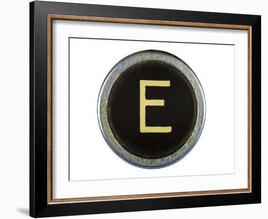 Vintage Typewriter Letter E Isolated On White-Steve Collender-Framed Art Print