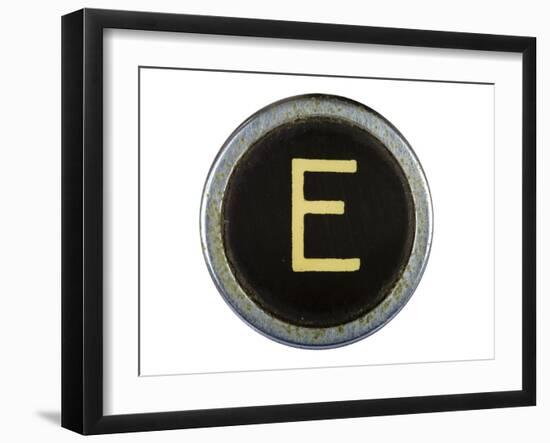 Vintage Typewriter Letter E Isolated On White-Steve Collender-Framed Art Print