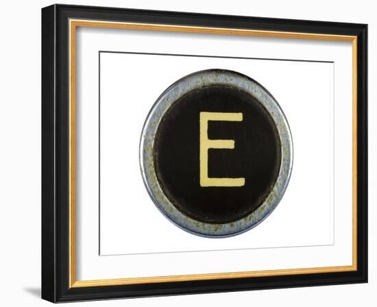 Vintage Typewriter Letter E Isolated On White-Steve Collender-Framed Art Print