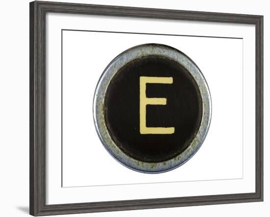 Vintage Typewriter Letter E Isolated On White-Steve Collender-Framed Art Print