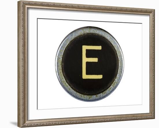 Vintage Typewriter Letter E Isolated On White-Steve Collender-Framed Art Print