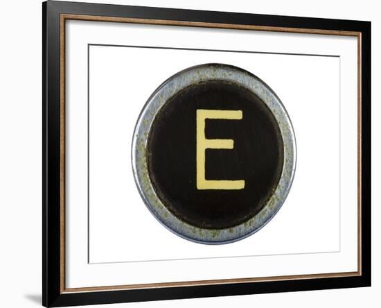 Vintage Typewriter Letter E Isolated On White-Steve Collender-Framed Art Print