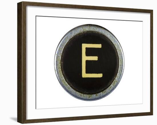 Vintage Typewriter Letter E Isolated On White-Steve Collender-Framed Art Print