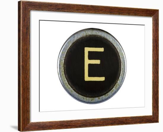 Vintage Typewriter Letter E Isolated On White-Steve Collender-Framed Art Print