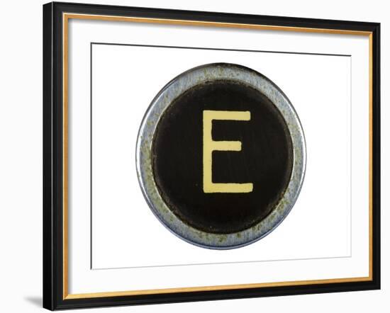 Vintage Typewriter Letter E Isolated On White-Steve Collender-Framed Art Print