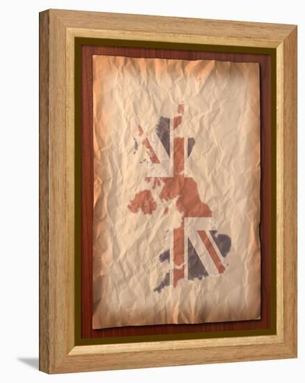 Vintage Uk Map On Paper Craft-vichie81-Framed Stretched Canvas