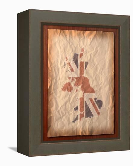 Vintage Uk Map On Paper Craft-vichie81-Framed Stretched Canvas