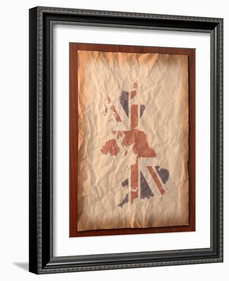 Vintage Uk Map On Paper Craft-vichie81-Framed Art Print