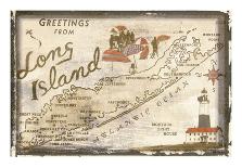 Greetings from Long Island-Vintage Vacation-Framed Art Print