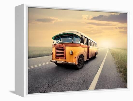 Vintage Van on a Countryside Road-olly2-Framed Premier Image Canvas