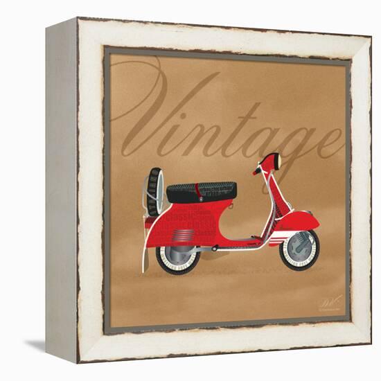 Vintage Vespa Red-Dominique Vari-Framed Stretched Canvas