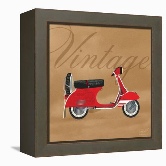 Vintage Vespa Red-Dominique Vari-Framed Stretched Canvas