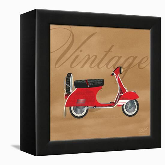 Vintage Vespa Red-Dominique Vari-Framed Stretched Canvas