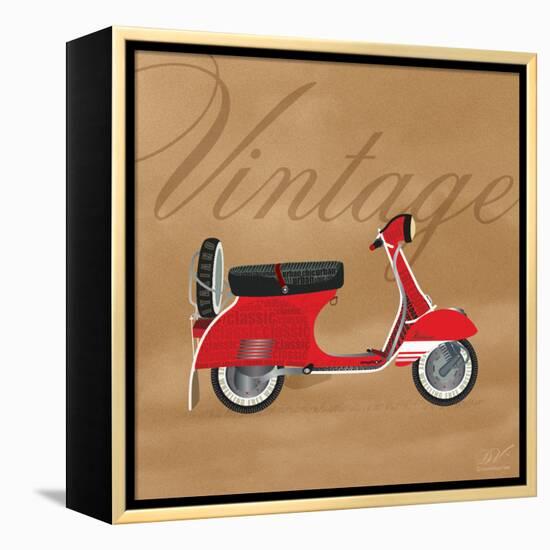 Vintage Vespa Red-Dominique Vari-Framed Stretched Canvas