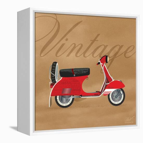 Vintage Vespa Red-Dominique Vari-Framed Stretched Canvas