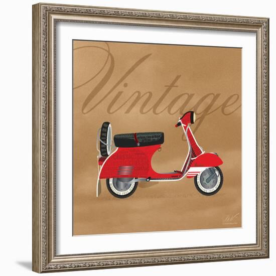 Vintage Vespa Red-Dominique Vari-Framed Art Print