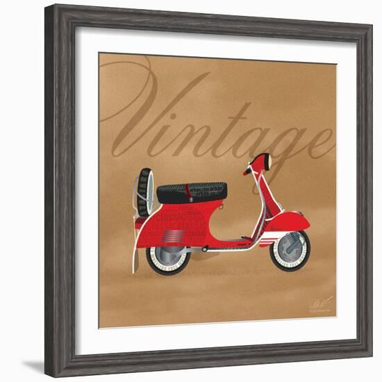 Vintage Vespa Red-Dominique Vari-Framed Art Print