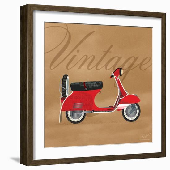 Vintage Vespa Red-Dominique Vari-Framed Art Print