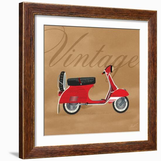 Vintage Vespa Red-Dominique Vari-Framed Art Print