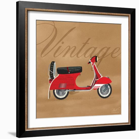 Vintage Vespa Red-Dominique Vari-Framed Art Print