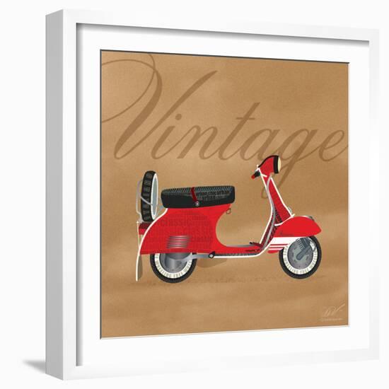 Vintage Vespa Red-Dominique Vari-Framed Art Print