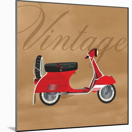 Vintage Vespa Red-Dominique Vari-Mounted Art Print